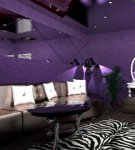 Creating a living room design in purple tones and the rules for combining colors