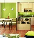 Kitchen interior decoration in lime color and with what color it is combined