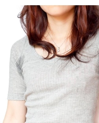 stain on gray t-shirt