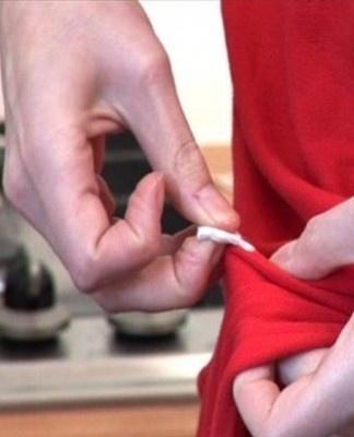 chewing gum on a t-shirt