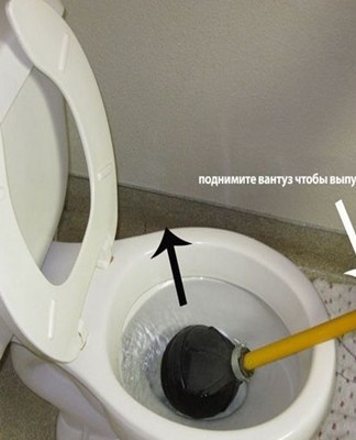 clean the toilet with a plunger