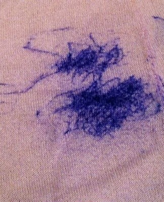 Cottons are changed until the stain is cleaned.