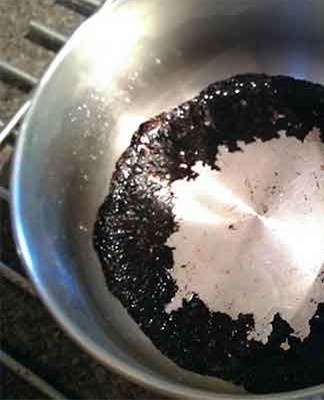 After boiling, the bottom and sides of the pan will shine like new.