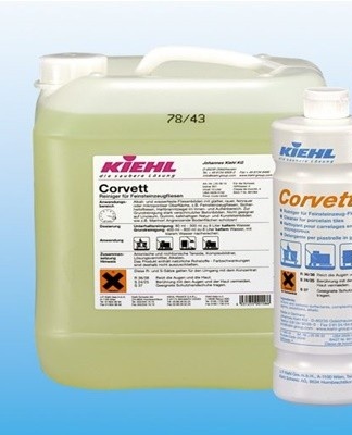 Corvett's highly alkaline solution penetrates the porous structure and cleans away material residue