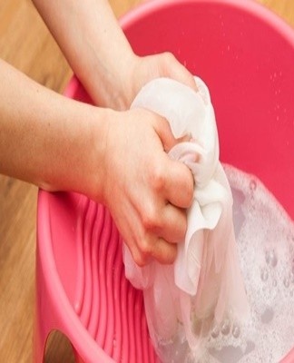 The knit can be washed with soapy water prepared from soapwort root