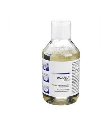 Acaril is an ingredient added during the washing of textiles.