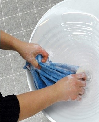 Fresh traces of blood can be washed off with cold water.