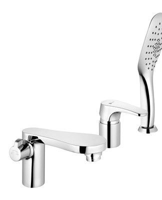 The Lemark Shift LM4322C rectangular mixer has three water supply modes.