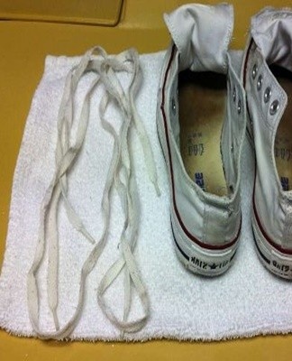 The most stubborn stains on white shoes come from grass.