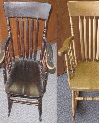 There may be scratches on the wooden parts of the chairs that need to be repaired before painting.