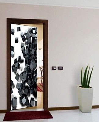 Vinyl stickers not only decorate the door, but also help hide minor flaws.