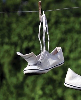 Put on the shoes once they are completely dry.