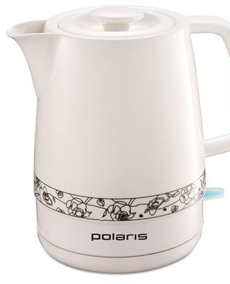 The electric kettle is made of white ceramic.