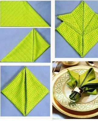 A napkin folded in the shape of a royal lily is used to serve fruit and wrap gifts.