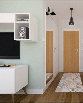 In a miniature hallway, the floor can be trimmed with wooden planks or tiles.