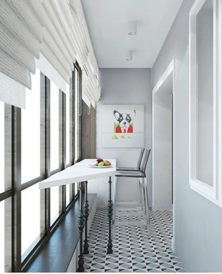 In the loggia adjoining the living room, it is better to arrange a sofa, chairs and a coffee table.