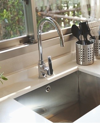 Undercounter bowls are placed below counter level.