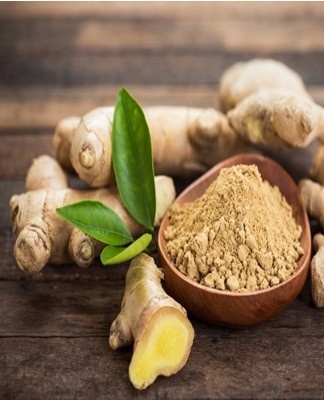 Dry ground ginger is sold in small paper bags in the spice section