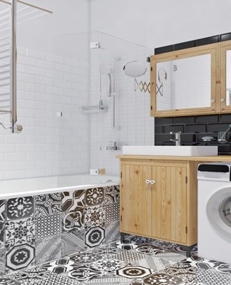 Scandinavian style is a great solution for small baths