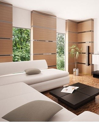 When choosing dark shades, brown is used to decorate a minimalist interior.