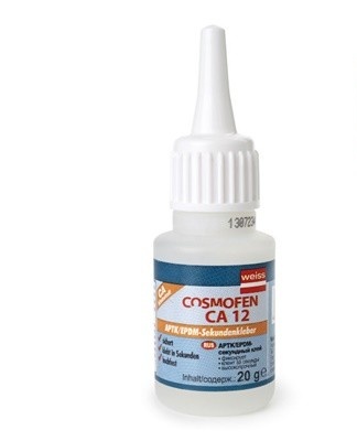 Liquid superglue for gluing plexiglass.