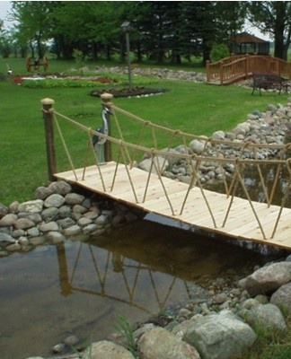 The simplest version of the suspension bridge can be borrowed from Asian peoples.