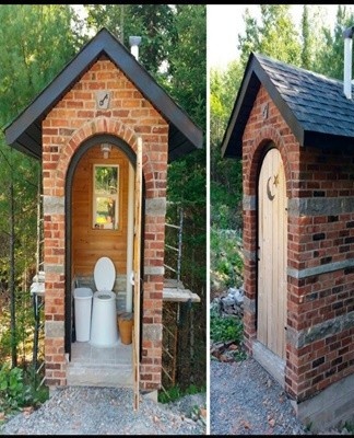 Do-it-yourself design and arrangement of a country toilet, interior design and decoration