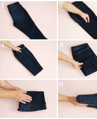 Store jeans like this vertically.