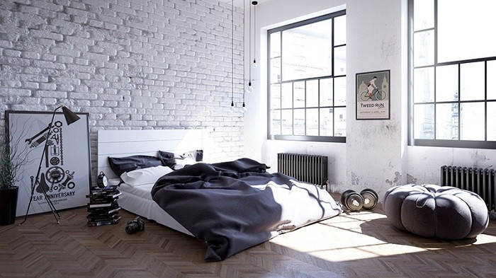 black loft style bedroom design