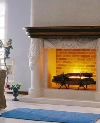 An interesting option would be an island fireplace, equipped with a dome-shaped chimney.