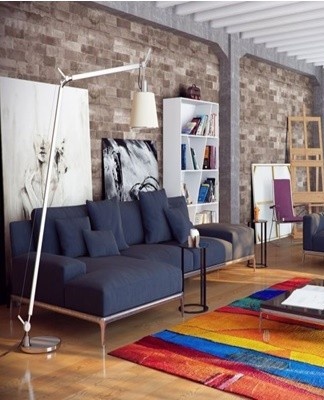 The loft living room should not contain bulky textiles, but only light and functional items.