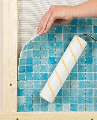 when the composition is dry, remove excess substance with a damp cloth