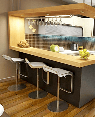 The high-tech kitchen contains modern materials: metal, glass, plastic.