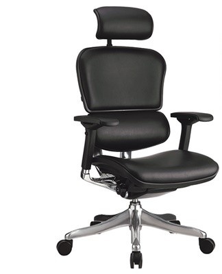 Top-of-the-range model with leather covering, maximum back support in the neck and lumbar region.