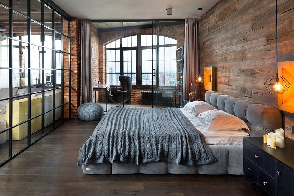 black loft style bedroom design