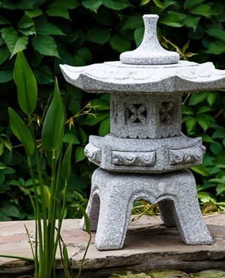 Stone lanterns are a popular landscape feature in Japan.