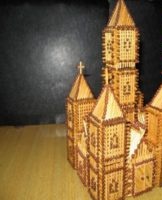 DIY step-by-step instructions for making a church or temple from matches