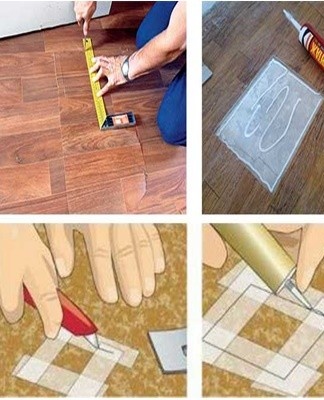 Remove the cut fragment, then clean the area well from dirt, putty and glue.