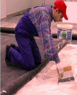 When using a water-dispersible adhesive, prepare the base first.