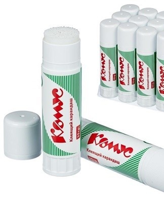 The Komus glue stick is filled with PVP glue.