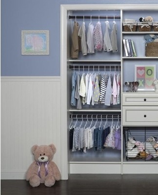 For toys, books, small items, open side sections are made in the closet.