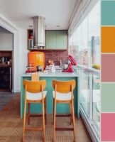 Successful combinations of turquoise kitchens in the interior, style features