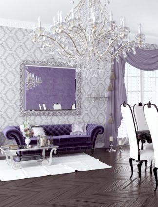 living room in white and purple