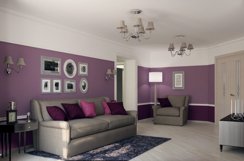 living room in purple
