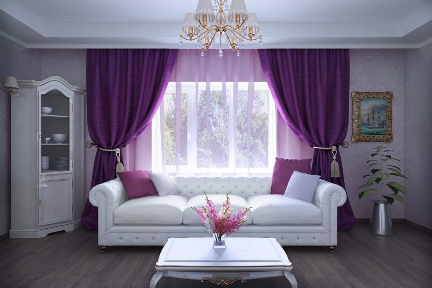 living room in purple