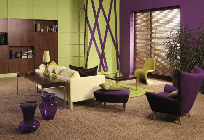 living room in purple