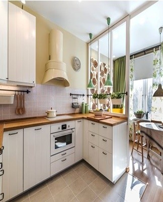 Color solutions for the design of kitchens with balcony access and zoning methods