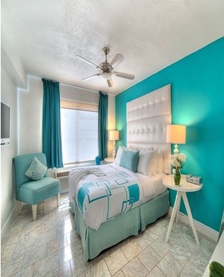 Bedroom design ideas in turquoise colors, the choice of colors for the interior