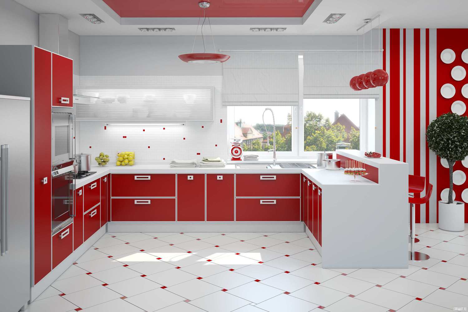 red kitchen
