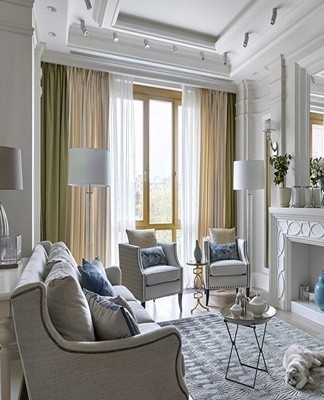 Rules for the design and design of a living room in gray, creating bright accents
